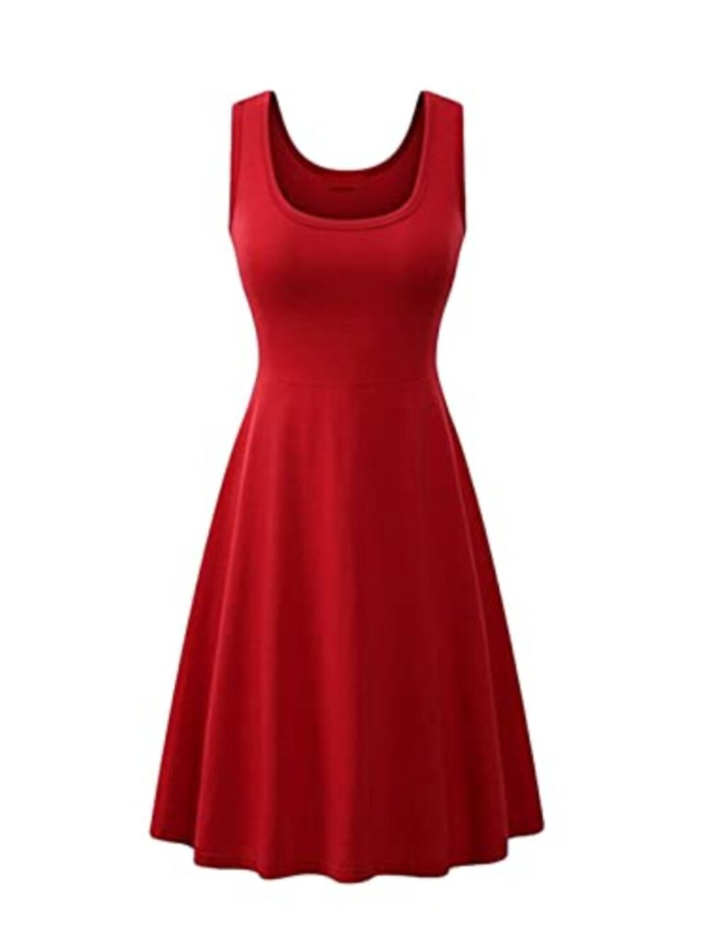 Cotton Blend Sleeveless A-Line Midi Skater Dress for Women